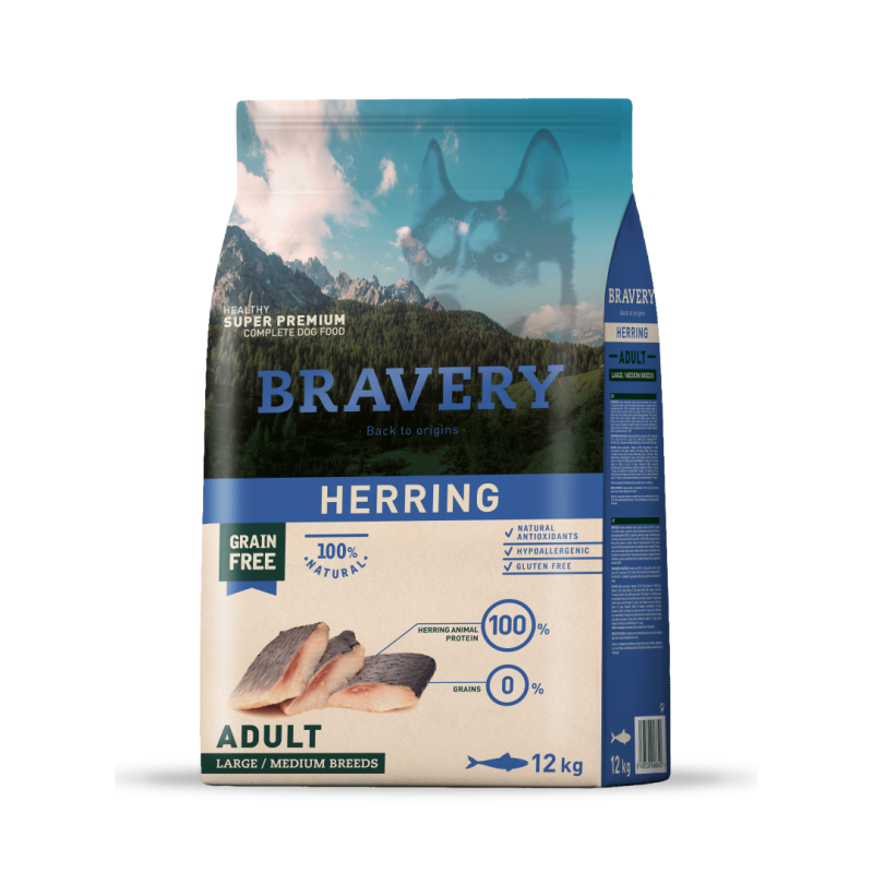 BRAVERY HERRING ADULT LARGE/MEDIUM BREEDS 12KG